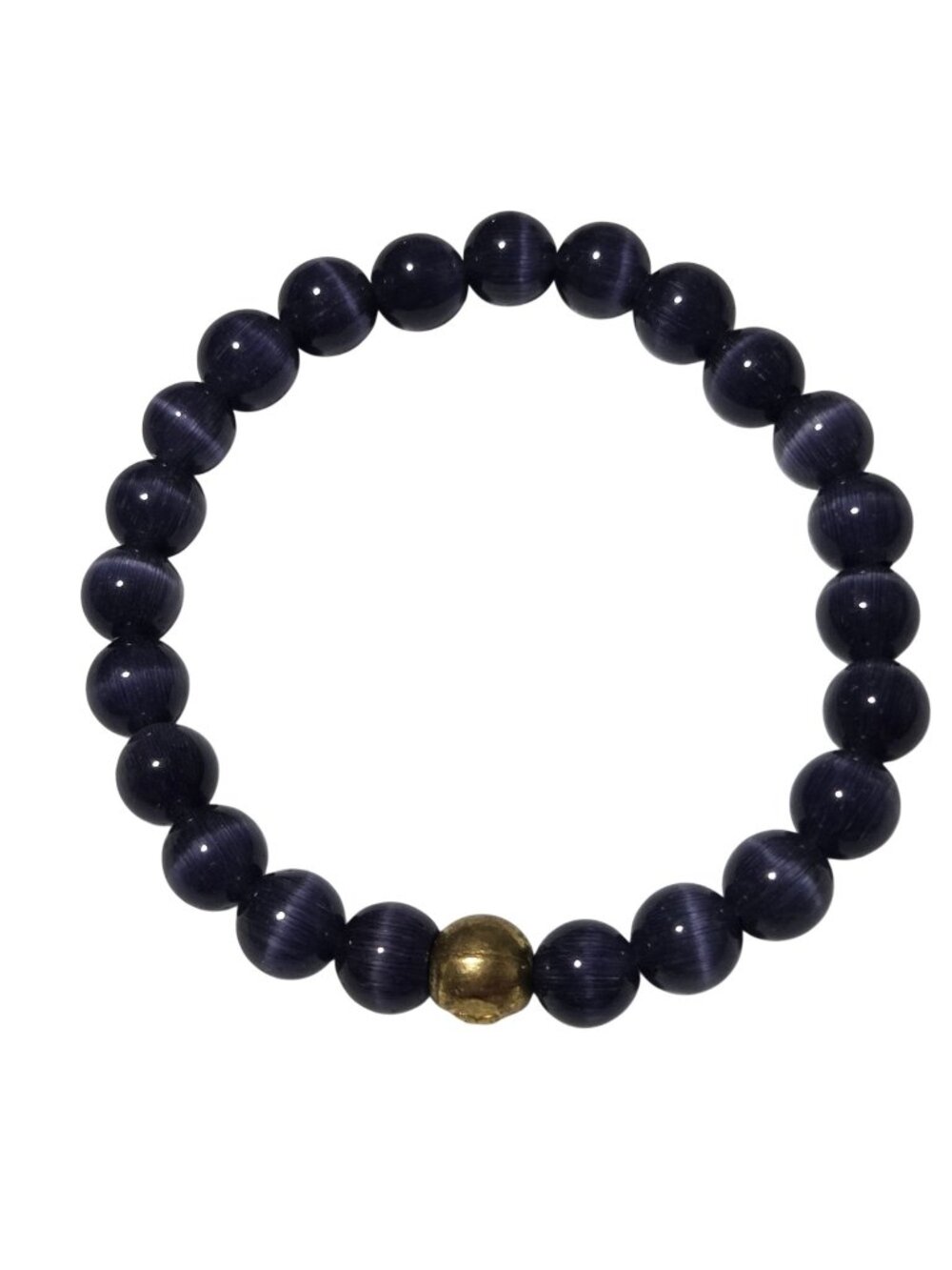 Elegant Purple Beaded Bracelet Gold Accent Stretch Fashion Jewelry Women